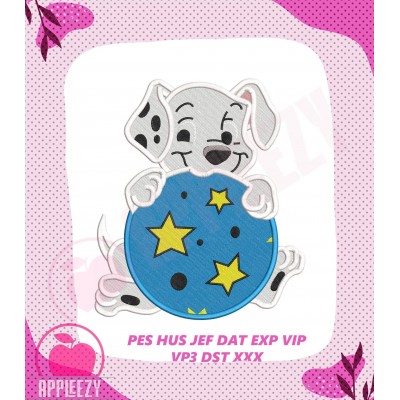 101 Dalmatians Puppies With Ball Filled Embroidery Design