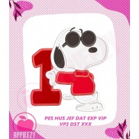 1st Birthday Boy Snoopy Applique Design