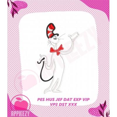 Cat in the Hat Dr Seuss Happy Applique Design