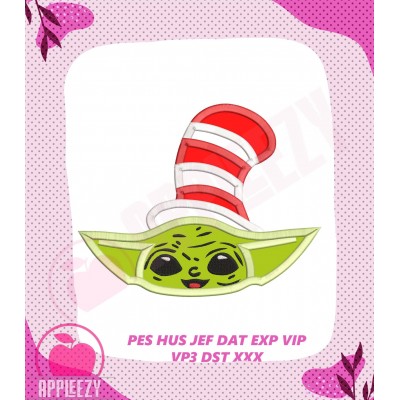 Dr Seuss Baby Yoda Head Applique Design
