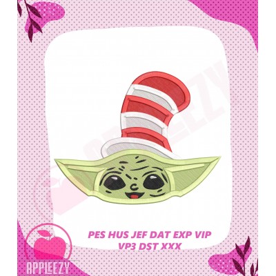 Dr Seuss Baby Yoda Head Filled Embroidery Design