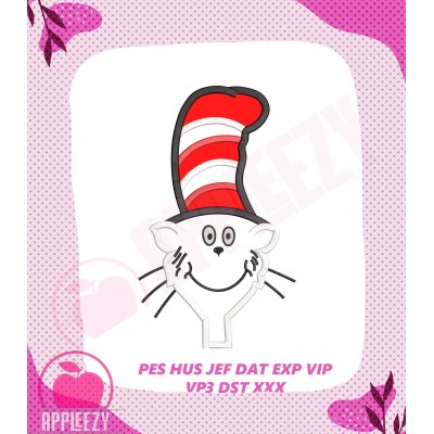 Dr Seuss Cat in the Hat Without Tie Happy Applique Design
