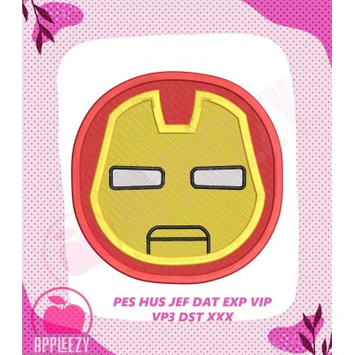 Iron Man Baby Superhero Head Filled Embroidery Design