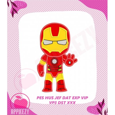 Iron Man Superhero Applique Design 3