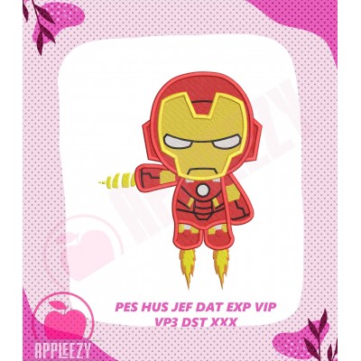 Iron Man Superhero Filled Embroidery Design 1
