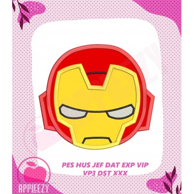Iron Man Superhero Head Applique Design 1