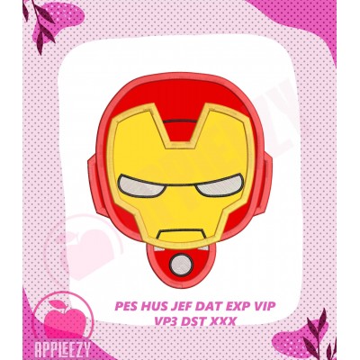 Iron Man Superhero Head Applique Design 2