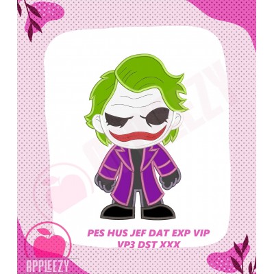 Joker Villain Character Applique Design