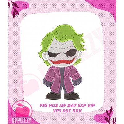 Joker Villain Character Embroidery Design