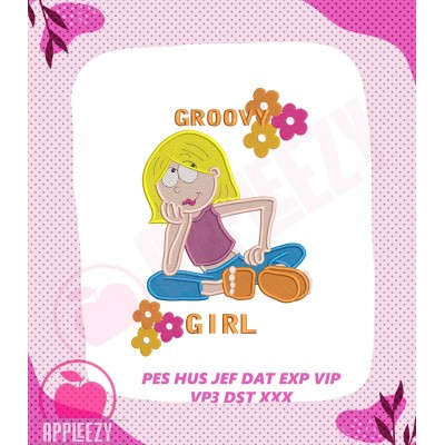 Lizzie McGuire Groovy Girl Filled Embroidery Design