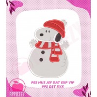 Snoopy Christmas SnowMan Embroidery Design