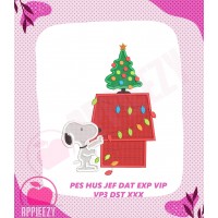 Snoopy with a Christmas Tree Embroidery Design