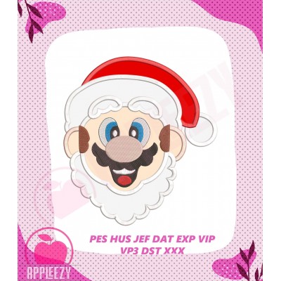 Super Mario Christmas Head Applique Design