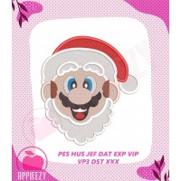 Super Mario Christmas Head Embroidery Design