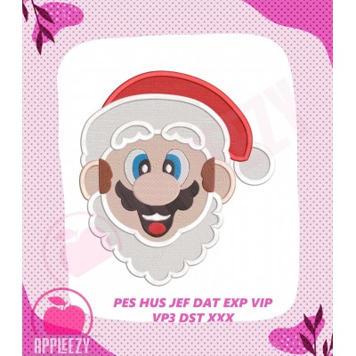 Super Mario Christmas Head Embroidery Design