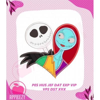The Nightmare Before Christmas Jack and Sally Applique Design